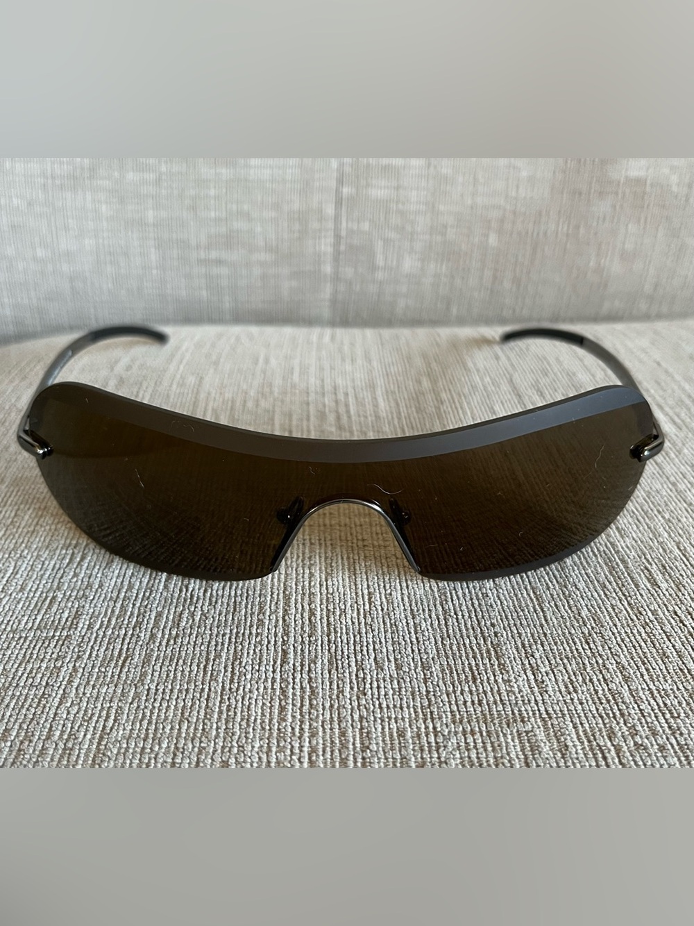 Giorgio Armani Vintage Rimless Shield Sunglasses Y2K Made In Italy